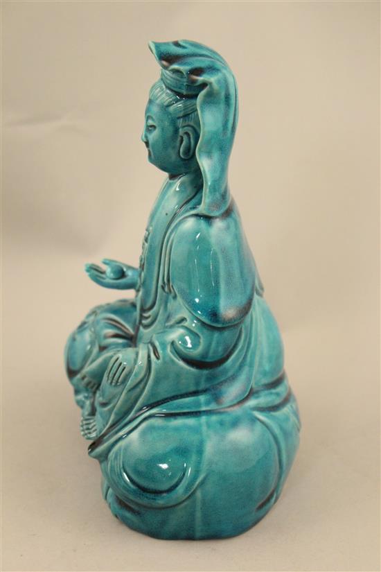 A Chinese turquoise glazed model of Puxian, 19th century, 21cm